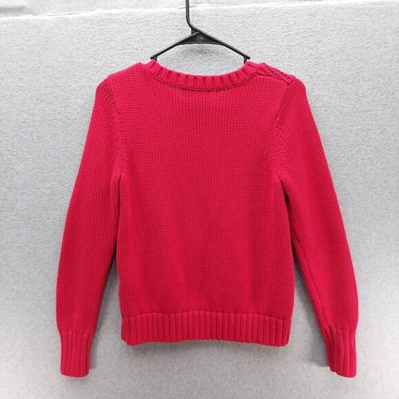 Lands End Drifter Red Cable Knit Sweater S/P 6-8 Cotton - Picture 4 of 4